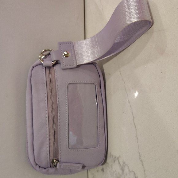 Purple Clutch wristlet with Detachable Canvas Strap Multiple Zip Pockets New - Picture 4 of 9